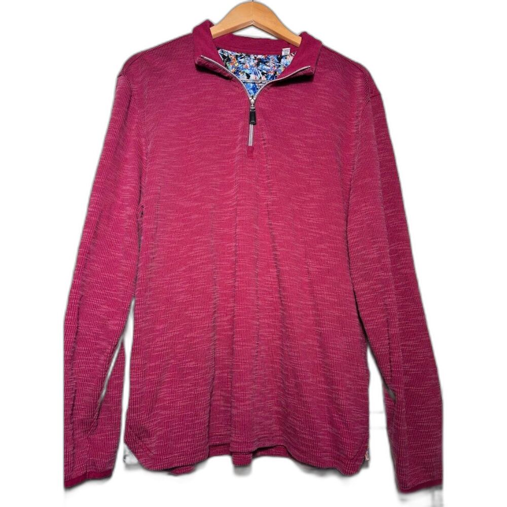 Robert Graham Quarter Zip Sweatshirt Size XL Maroon Cranberry Classic Fit